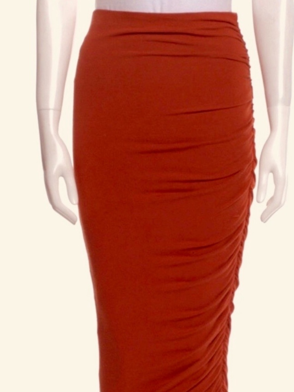 Alice + Olivia Mindie Ruched Jersey Midi Skirt Rust Orange Size XS
